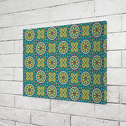 Холст прямоугольный Хризантемы: бирюзовый узор, цвет: 3D-принт — фото 2