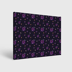 Холст прямоугольный Фиолетовые розы на темном фоне, цвет: 3D-принт