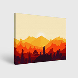 Холст прямоугольный Горы закат пейзаж лиса арт, цвет: 3D-принт