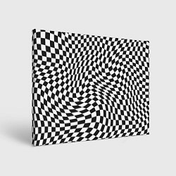 Холст прямоугольный Черно-белая клетка Black and white squares, цвет: 3D-принт