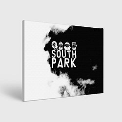 Холст прямоугольный Все пацаны на черном фоне Южный Парк, цвет: 3D-принт