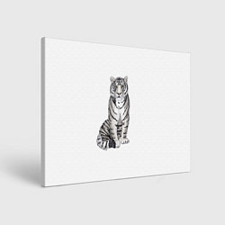Холст прямоугольный Сидящая белая тигрица, цвет: 3D-принт