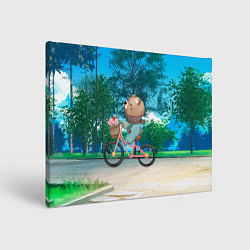 Холст прямоугольный Медведь на велосипеде, цвет: 3D-принт