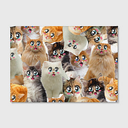 Холст прямоугольный Много кошек с большими анимэ глазами, цвет: 3D-принт — фото 2