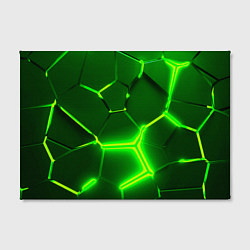 Холст прямоугольный 3D ПЛИТЫ НЕОН NEON GREEN HEXAGON РАЗЛОМ, цвет: 3D-принт — фото 2