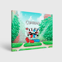 Холст прямоугольный Cuphead Красная и синяя чашечка, цвет: 3D-принт