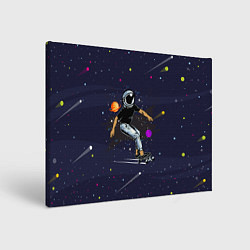 Холст прямоугольный Космонавт - скейтбордист, цвет: 3D-принт