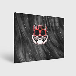 Холст прямоугольный Модный тигр в очках, цвет: 3D-принт