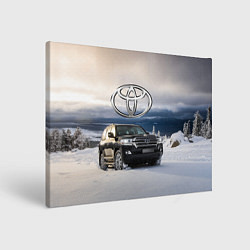 Холст прямоугольный Toyota Land Cruiser 200 в зимнем лесу Winter fores, цвет: 3D-принт