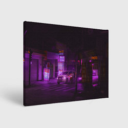 Холст прямоугольный Неоновый ночной переход - Фиолетовый, цвет: 3D-принт