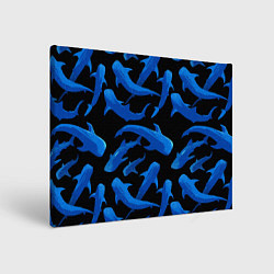 Холст прямоугольный Стая акул - паттерн, цвет: 3D-принт