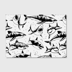 Холст прямоугольный Кровожадные акулы - стая, цвет: 3D-принт — фото 2