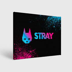 Холст прямоугольный Stray - neon gradient: надпись и символ, цвет: 3D-принт