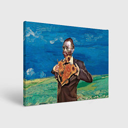 Холст прямоугольный Ван Гог портрет с Подсолнухами, цвет: 3D-принт