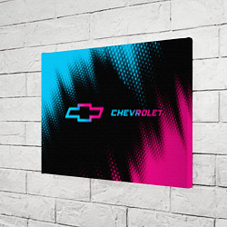 Холст прямоугольный Chevrolet - neon gradient: надпись и символ, цвет: 3D-принт — фото 2