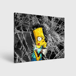 Холст прямоугольный Барт Симпсон разбил из рогатки стекло, цвет: 3D-принт