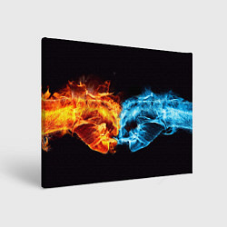 Холст прямоугольный Вода и огонь - два кулака Brofist, цвет: 3D-принт