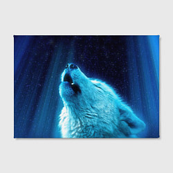 Холст прямоугольный Волк воет ну зимнее ночное небо, цвет: 3D-принт — фото 2