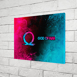 Холст прямоугольный God of War - neon gradient: надпись и символ, цвет: 3D-принт — фото 2