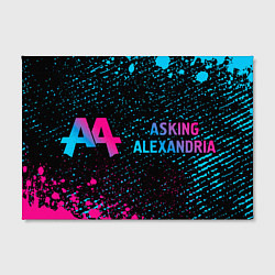 Холст прямоугольный Asking Alexandria - neon gradient: надпись и симво, цвет: 3D-принт — фото 2