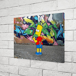Холст прямоугольный Хулиган Барт Симпсон на фоне стены с граффити, цвет: 3D-принт — фото 2