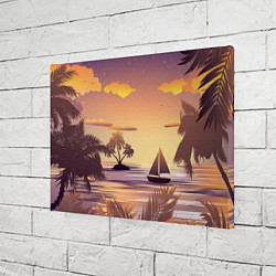 Холст прямоугольный Лодка в море на закате возле тропических островов, цвет: 3D-принт — фото 2
