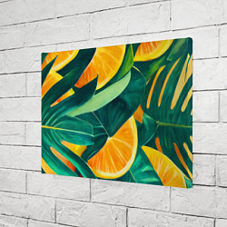 Холст прямоугольный Листья монстеры и дольки апельсинов, цвет: 3D-принт — фото 2