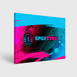 Холст прямоугольный Sporting - neon gradient: надпись и символ, цвет: 3D-принт