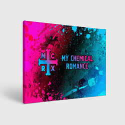 Холст прямоугольный My Chemical Romance - neon gradient: надпись и сим, цвет: 3D-принт