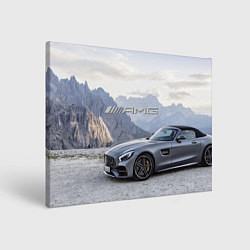 Холст прямоугольный Mercedes AMG V8 Biturbo cabriolet - mountains, цвет: 3D-принт