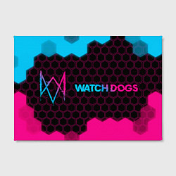 Холст прямоугольный Watch Dogs - neon gradient: надпись и символ, цвет: 3D-принт — фото 2