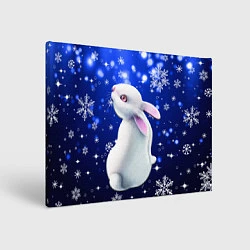 Холст прямоугольный Белый кролик в снежинках, цвет: 3D-принт