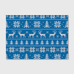 Холст прямоугольный Рождественский синий свитер с оленями, цвет: 3D-принт — фото 2