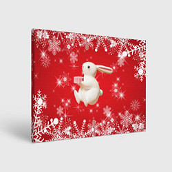 Холст прямоугольный Новогодний объемный кролик, цвет: 3D-принт