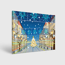 Холст прямоугольный Новогоднее настроение - ночной город, цвет: 3D-принт