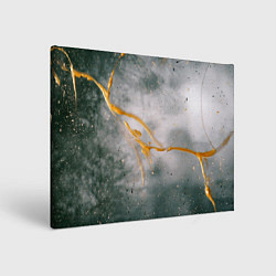 Холст прямоугольный Абстрактный серый туман и золотая краска, цвет: 3D-принт
