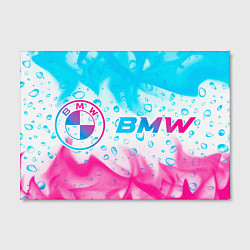 Холст прямоугольный BMW neon gradient style: надпись и символ, цвет: 3D-принт — фото 2