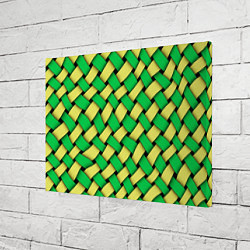 Холст прямоугольный Жёлто-зелёная плетёнка - оптическая иллюзия, цвет: 3D-принт — фото 2