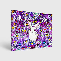 Картина прямоугольная Веселый кролик в цветах