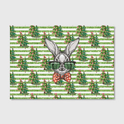 Холст прямоугольный Кролик в очках на фоне елок, цвет: 3D-принт — фото 2