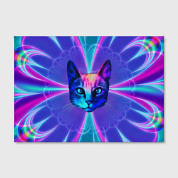 Холст прямоугольный Яркий неоновый портрет кота, цвет: 3D-принт — фото 2