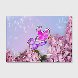Холст прямоугольный Две пташки на цветочном фоне, цвет: 3D-принт — фото 2