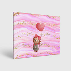 Холст прямоугольный Мишка с шариком Love, цвет: 3D-принт