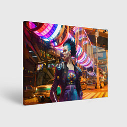 Холст прямоугольный Cyberpunk 2077 - neural network, цвет: 3D-принт
