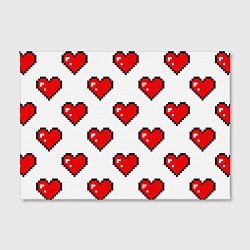 Холст прямоугольный Сердца в стиле пиксель-арт, цвет: 3D-принт — фото 2