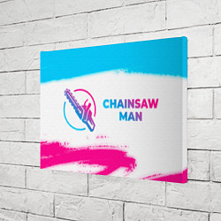 Холст прямоугольный Chainsaw Man neon gradient style: надпись и символ, цвет: 3D-принт — фото 2
