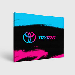 Холст прямоугольный Toyota - neon gradient: надпись и символ, цвет: 3D-принт