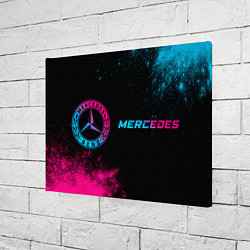 Холст прямоугольный Mercedes - neon gradient: надпись и символ, цвет: 3D-принт — фото 2