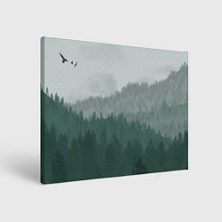 Картина прямоугольная Туманные холмы и лес