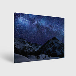 Холст прямоугольный Снежные горы и космос, цвет: 3D-принт